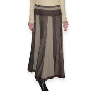Peter Nygard Collection Women’s Boho Panel Full Mixed Media Skirt Size 12